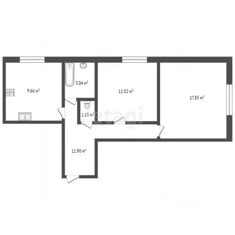 2-к кв. Тамбовская область, Тамбов проезд Запрудный, 10 (55.2 м) - Фото 1