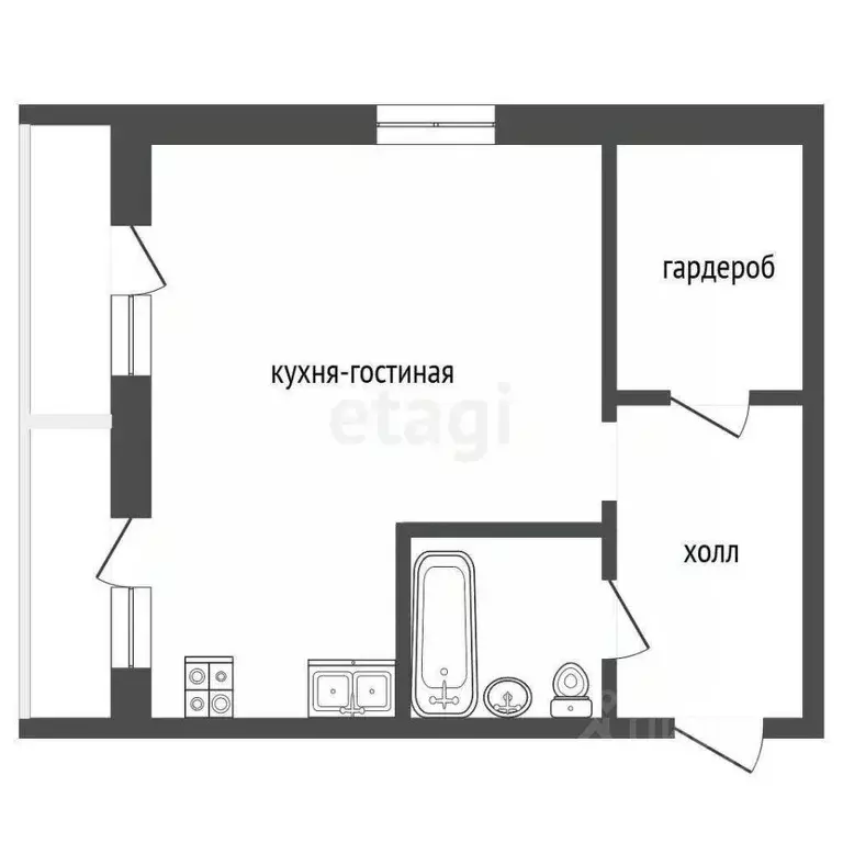 Студия Омская область, Омск ул. 5-я Кировская, 176 (43.5 м) - Фото 1