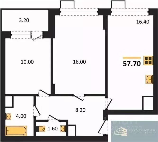 2-к кв. Воронежская область, Воронеж бул. Содружества, 6 (57.8 м) - Фото 1