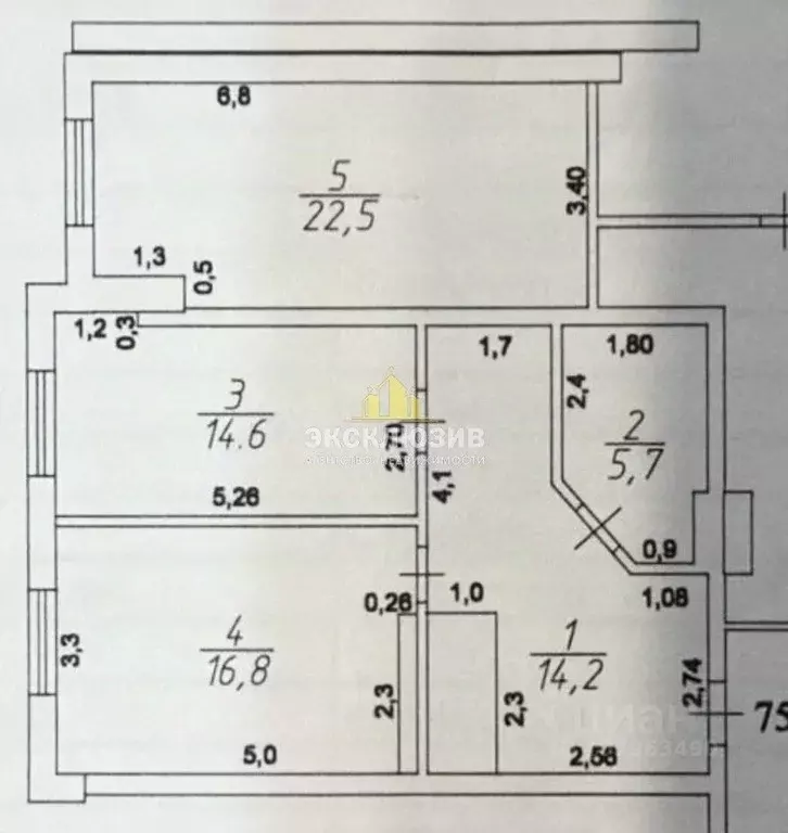 2-к кв. Ставропольский край, Ессентуки Новопятигорская ул., 1/1 (73.8 ... - Фото 2