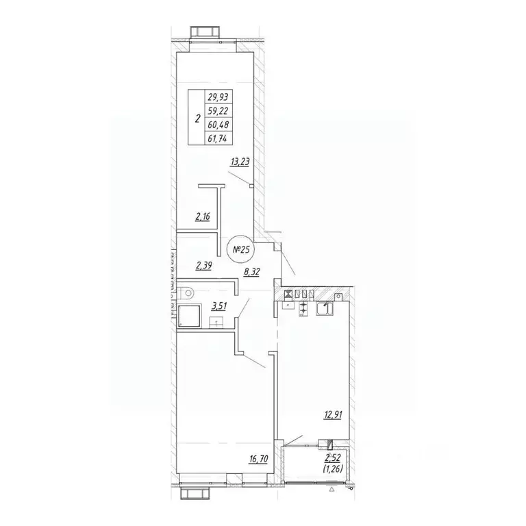 2-к кв. Калининградская область, Зеленоградск  (61.74 м) - Фото 0