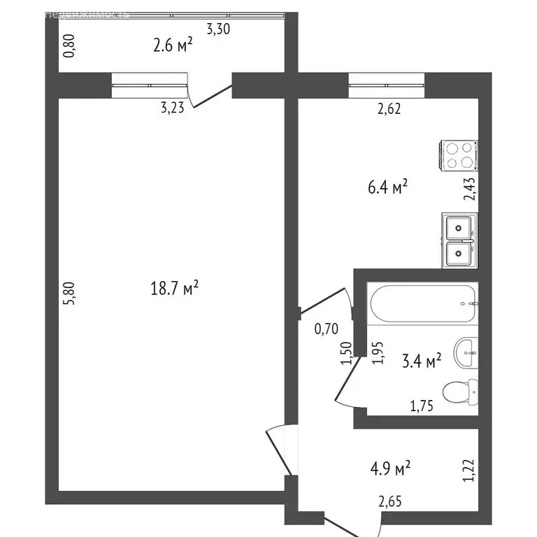 1-комнатная квартира: Заводоуковск, Сибирская улица, 3 (34.3 м) - Фото 1