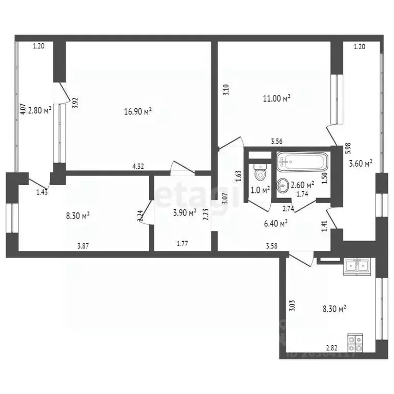 3-к кв. Севастополь просп. Генерала Острякова, 89 (70.0 м) - Фото 1