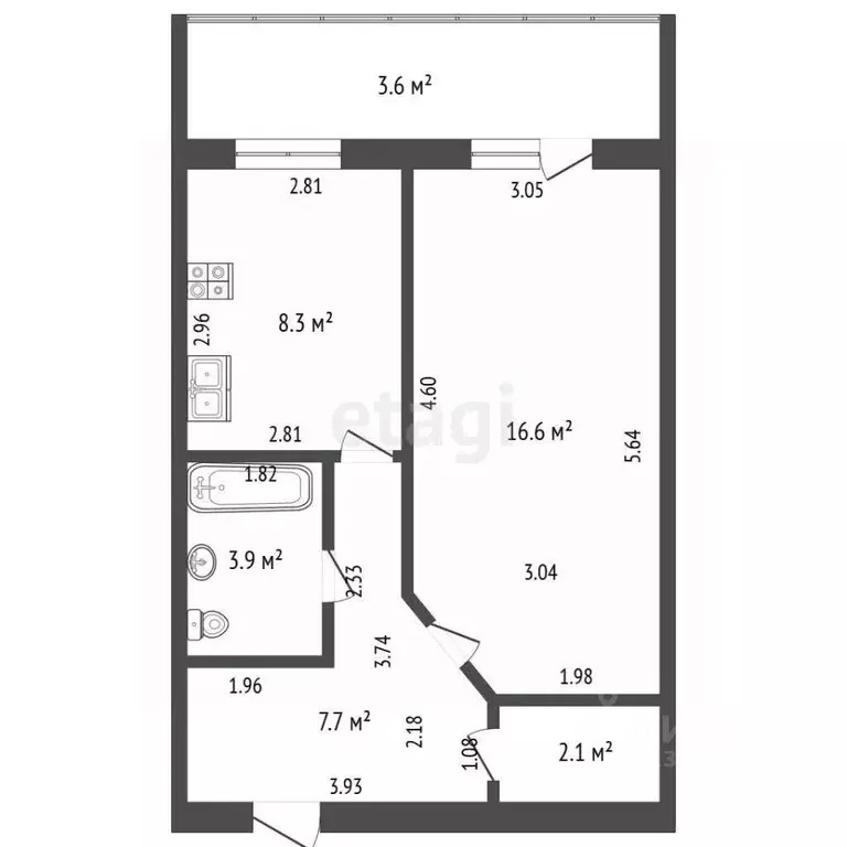 1-к кв. Марий Эл, Йошкар-Ола ул. Петрова, 25А (45.8 м) - Фото 1