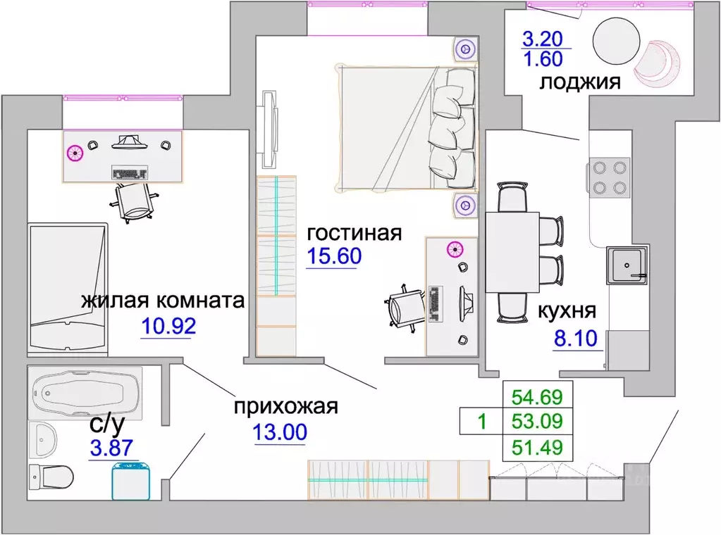 2-к кв. Калининградская область, Зеленоградск ул. Тургенева, 16А (53.6 ... - Фото 0