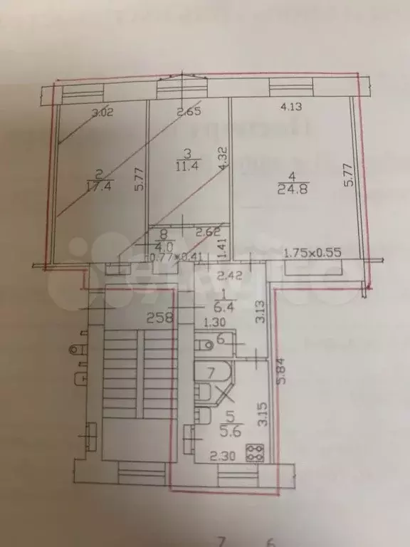 3-к. квартира, 71,9 м, 3/5 эт. - Фото 0