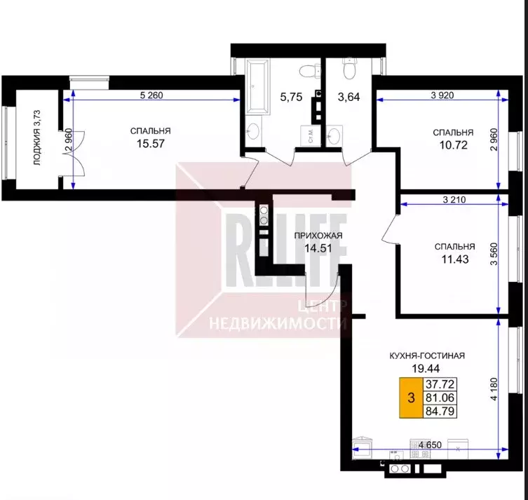 3-комнатная квартира: Гурьевск, жилой комплекс Включи (85.8 м) - Фото 1