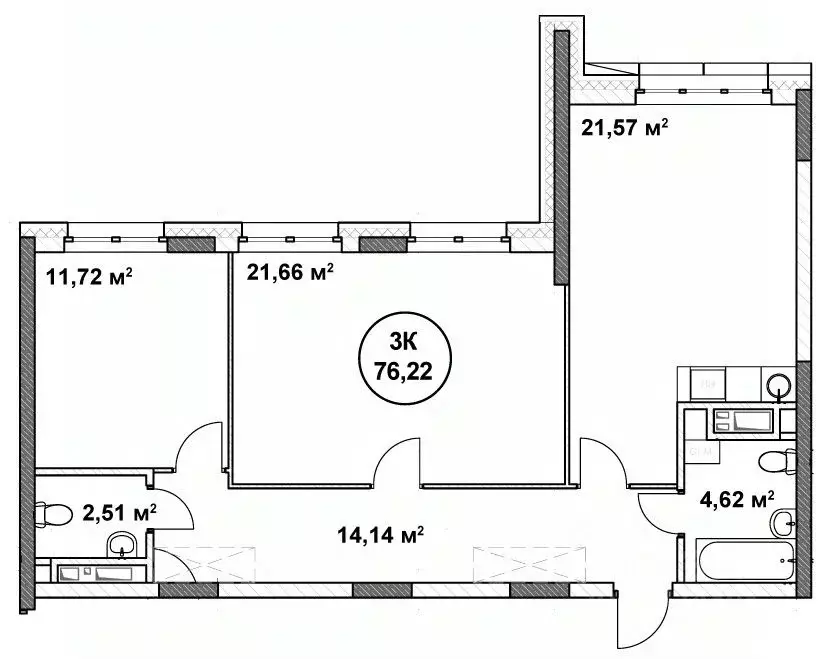 3-к кв. Нижегородская область, Нижний Новгород ул. Родионова (76.22 м) - Фото 1