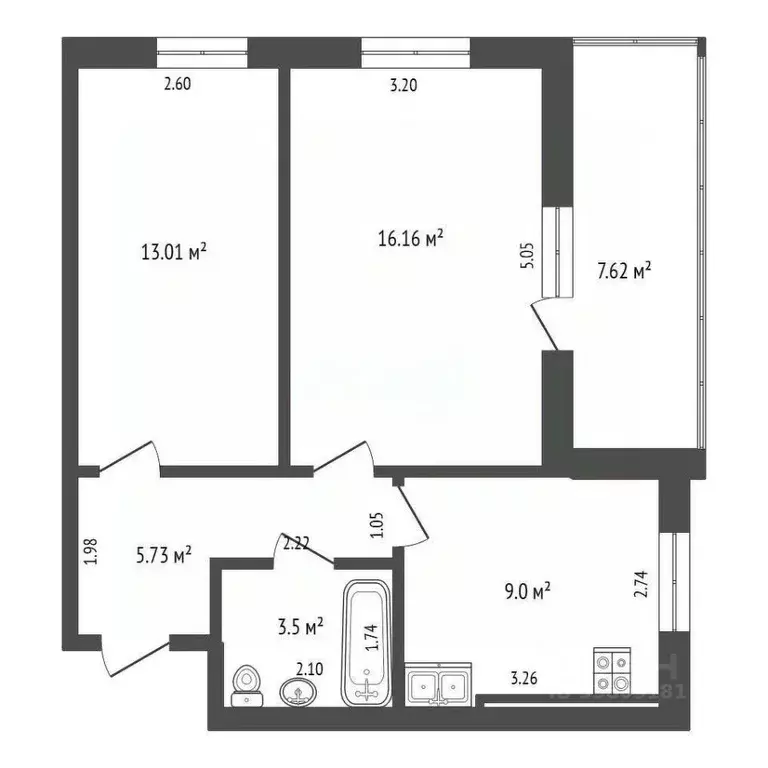2-к кв. Ростовская область, Батайск ул. Максима Горького, 144 (51.2 м) - Фото 0