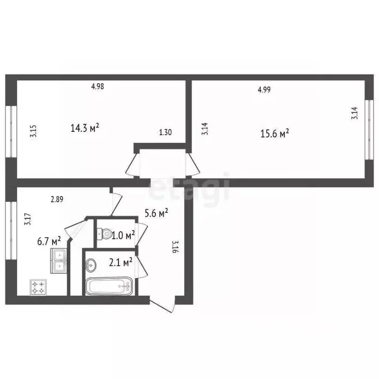 2-к кв. Санкт-Петербург ул. Бабушкина, 96 (45.3 м) - Фото 1