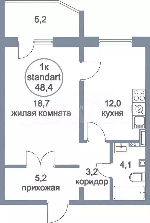 1-к. квартира, 48,2 м, 12/18 эт. - Фото 0