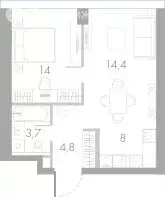 1-комнатная квартира: Москва, Кутузовский проезд, 16А/1 (44.9 м) - Фото 1