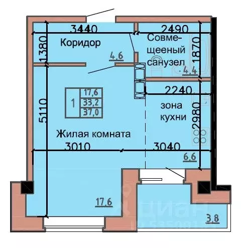 1-к кв. Хакасия, Абакан ул. Ленинского Комсомола, 24/2 (35.1 м) - Фото 0