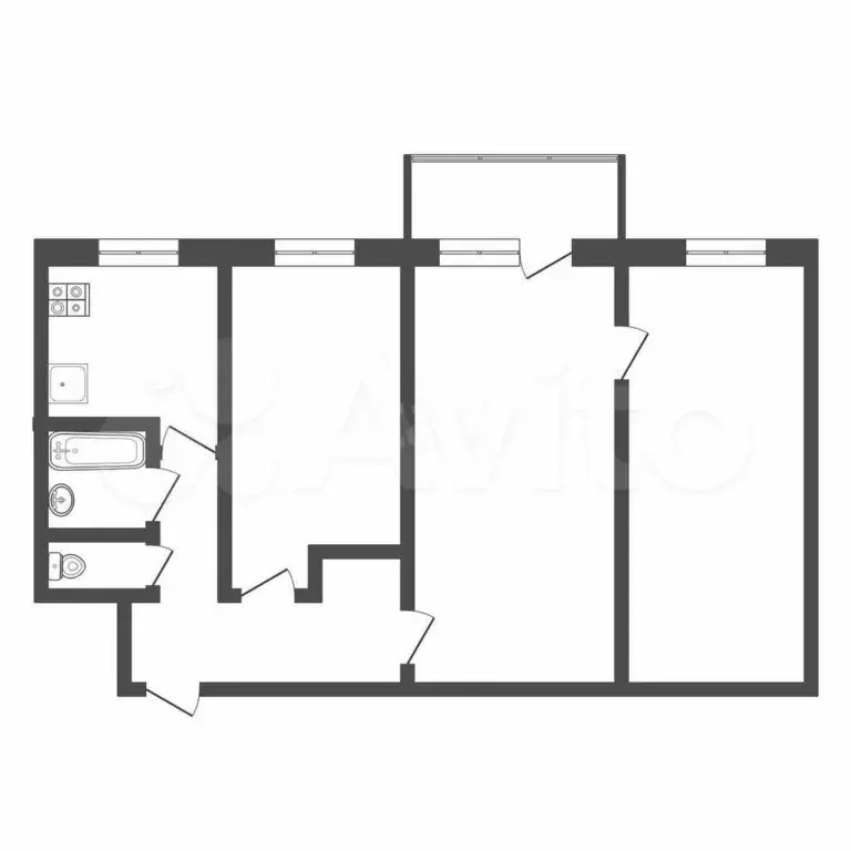 3-к. квартира, 55 м, 2/5 эт. - Фото 0
