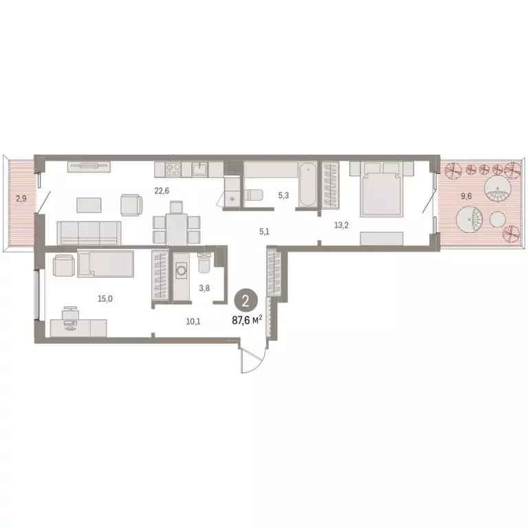 2-комнатная квартира: Курган, жилой район Центральный, ЖК Дом Кино ... - Фото 2