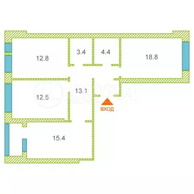 3-комнатная квартира: Тюмень, Полевая улица, 117к4 (84.7 м) - Фото 0