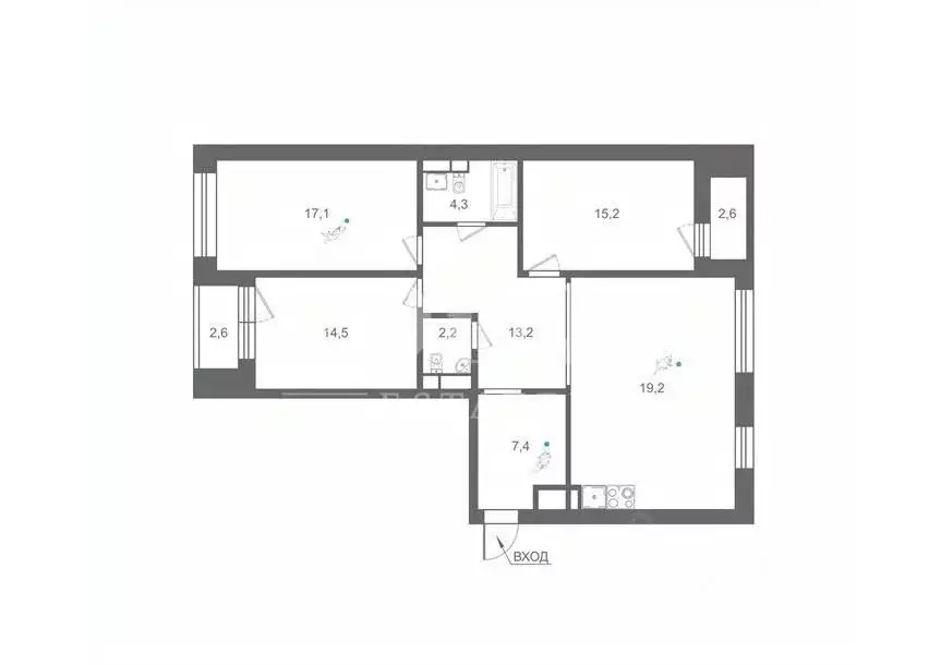 4-к кв. Москва Мантулинская ул., 9к6 (103.0 м) - Фото 2