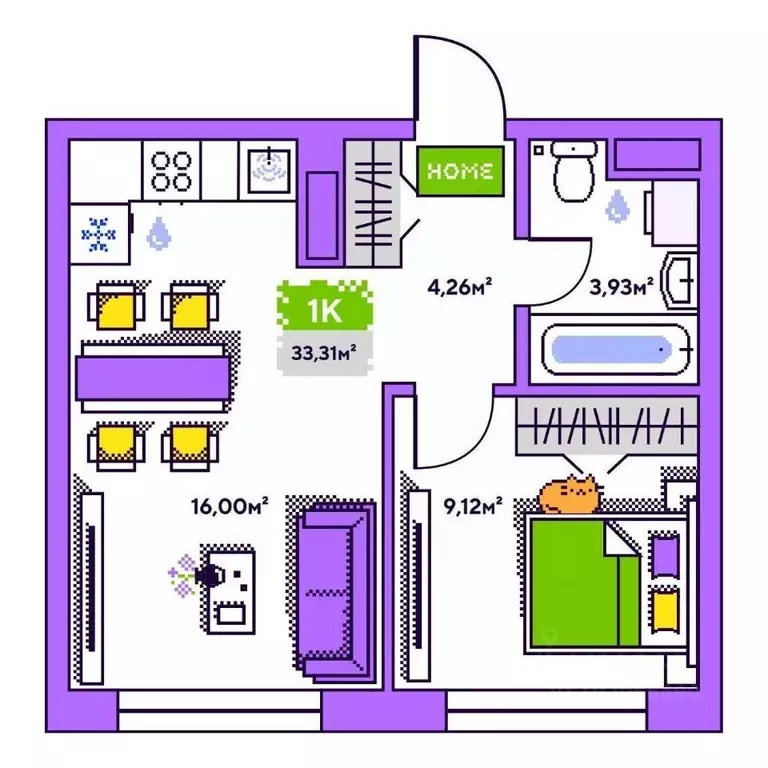 1-к кв. Тюменская область, Тюмень Полевая ул., 93к1 (33.31 м) - Фото 1