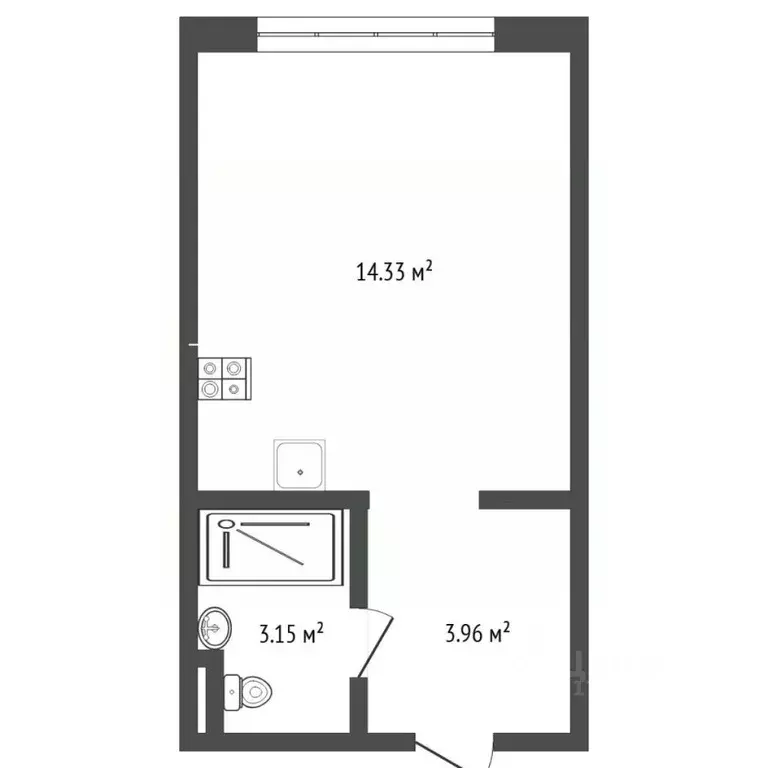Студия Тюменская область, Тюмень ул. Андрея Кореневского, 11 (20.2 м) - Фото 2