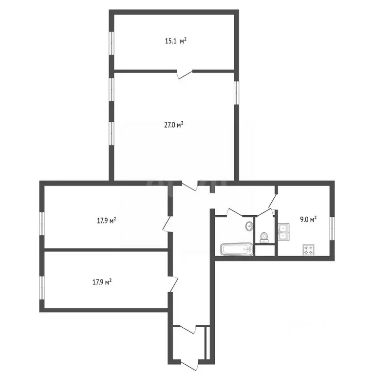 Комната Санкт-Петербург ул. Седова, 86 (42.1 м) - Фото 2
