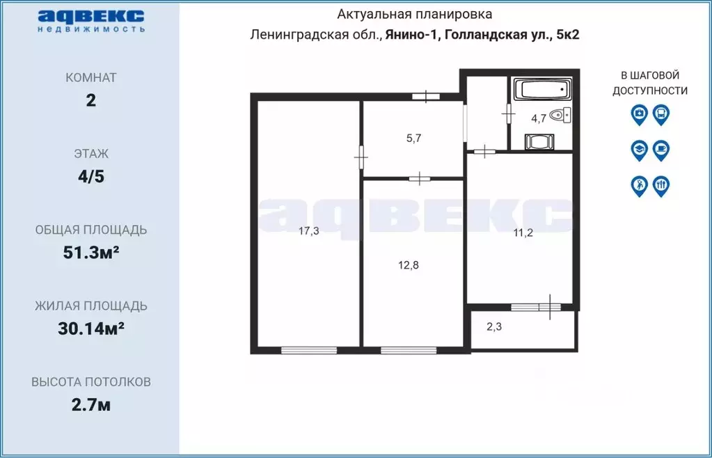2-к кв. Ленинградская область, Всеволожский район, Заневское городское ... - Фото 1