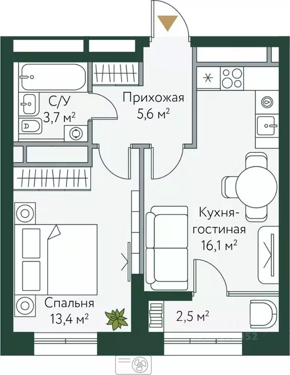 1-к кв. Волгоградская область, Волгоград Новосибирская ул., 74 (41.25 ... - Фото 0