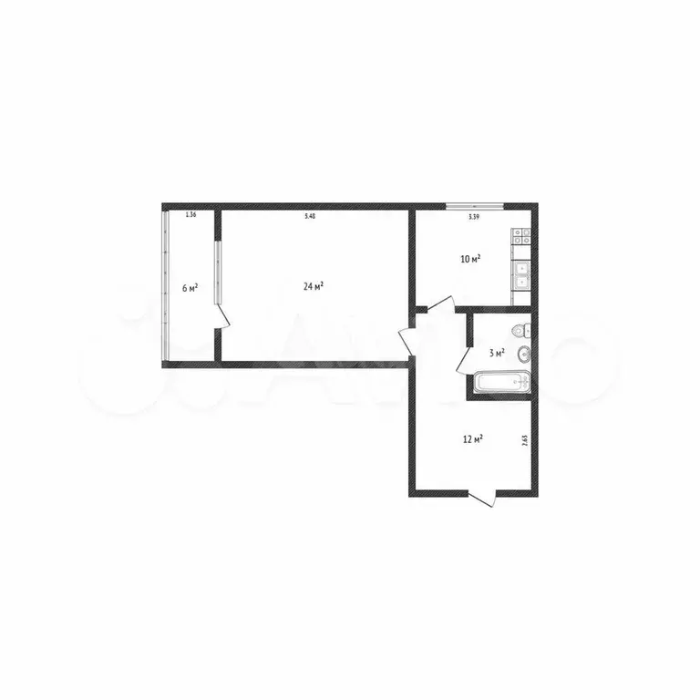 1-к. квартира, 55 м, 3/8 эт. - Фото 0