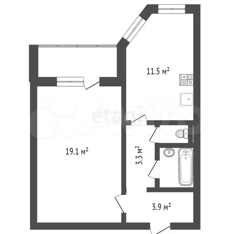 1-к. квартира, 41,5 м, 10/10 эт. - Фото 1