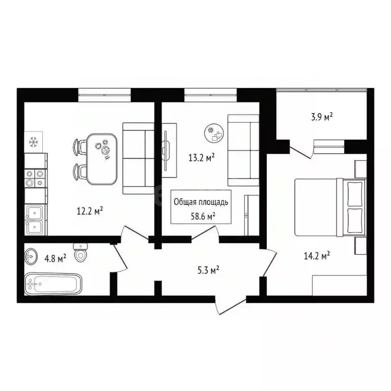 3-к кв. Алтай, Горно-Алтайск ул. Павла Кучияк (56.0 м) - Фото 1