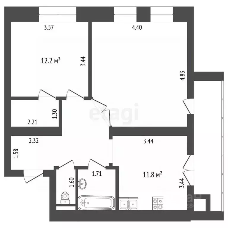 2-к кв. Калужская область, Калуга ул. Хорошая, 7 (62.8 м) - Фото 1