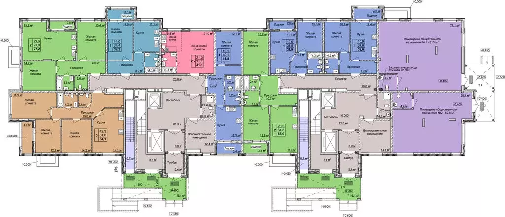 2-комнатная квартира: Нижний Новгород, ЖК Мои Цветы (66 м) - Фото 2
