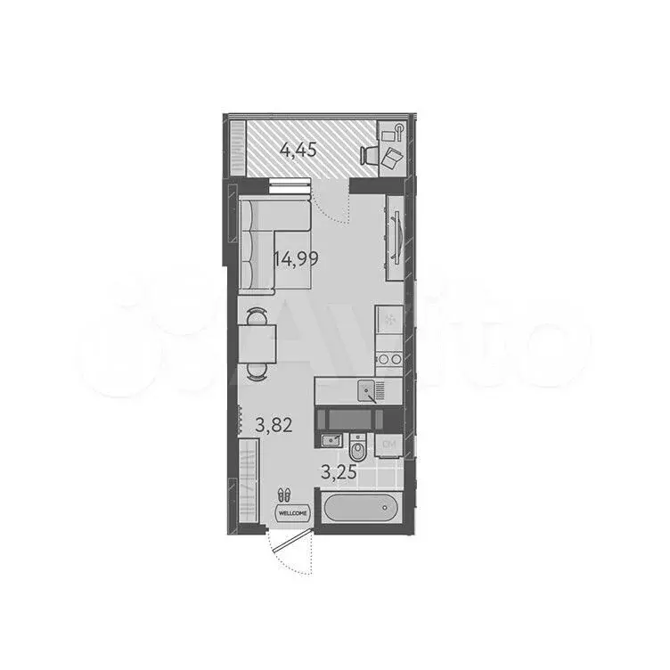 Квартира-студия, 23,4 м, 14/18 эт. - Фото 0