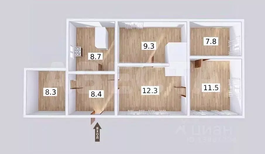 Дом в Омская область, Омский район, с. Красноярка Советская ул., 2 (58 ... - Фото 2