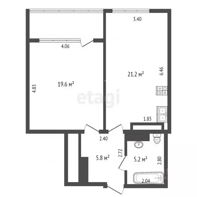 2-к кв. Крым, Феодосия наб. Черноморская, 1К (51.8 м) - Фото 1