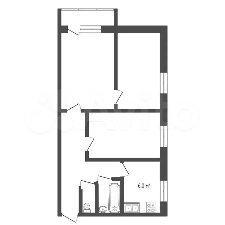 3-к. квартира, 50 м, 2/5 эт. - Фото 0