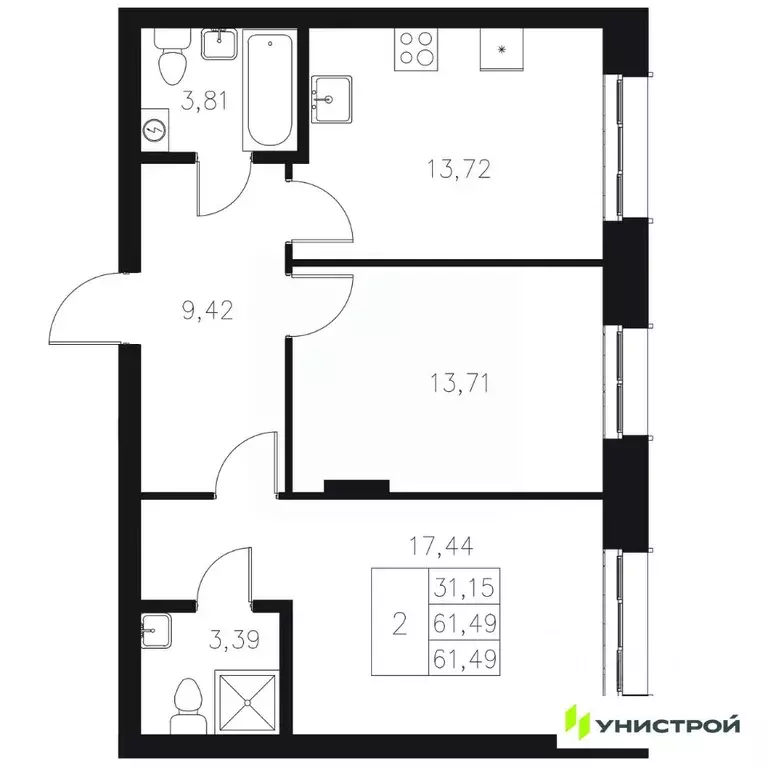 2-к кв. Татарстан, Казань Адмиралтейская Слобода мкр, Статум жилой ... - Фото 1