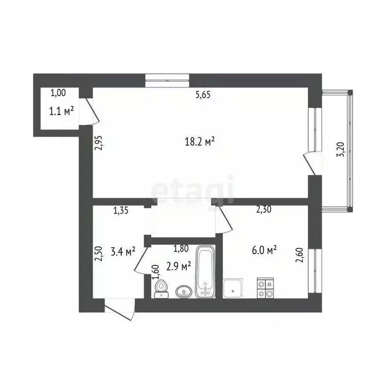 1-к кв. Тюменская область, Ялуторовск ул. Ленина, 68 (31.3 м) - Фото 2