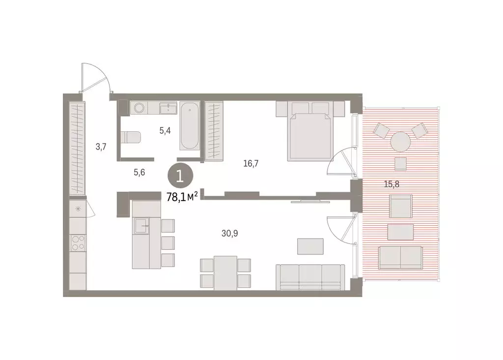 1-комнатная квартира: Екатеринбург, улица Гастелло, 18 (78.12 м) - Фото 2