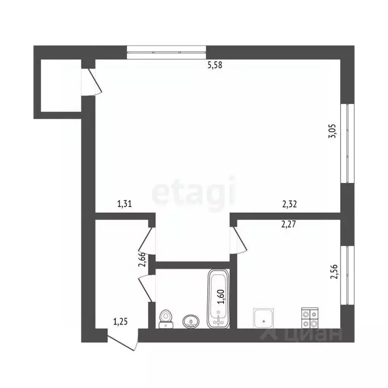 1-к кв. Тверская область, Тверь ул. Фадеева, 14 (30.0 м) - Фото 1