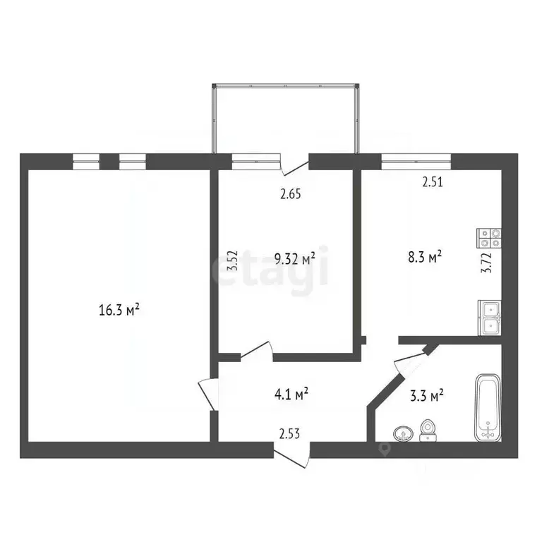 2-к кв. Омская область, Омск ул. Комбикормовый завод, 3 (42.8 м) - Фото 1