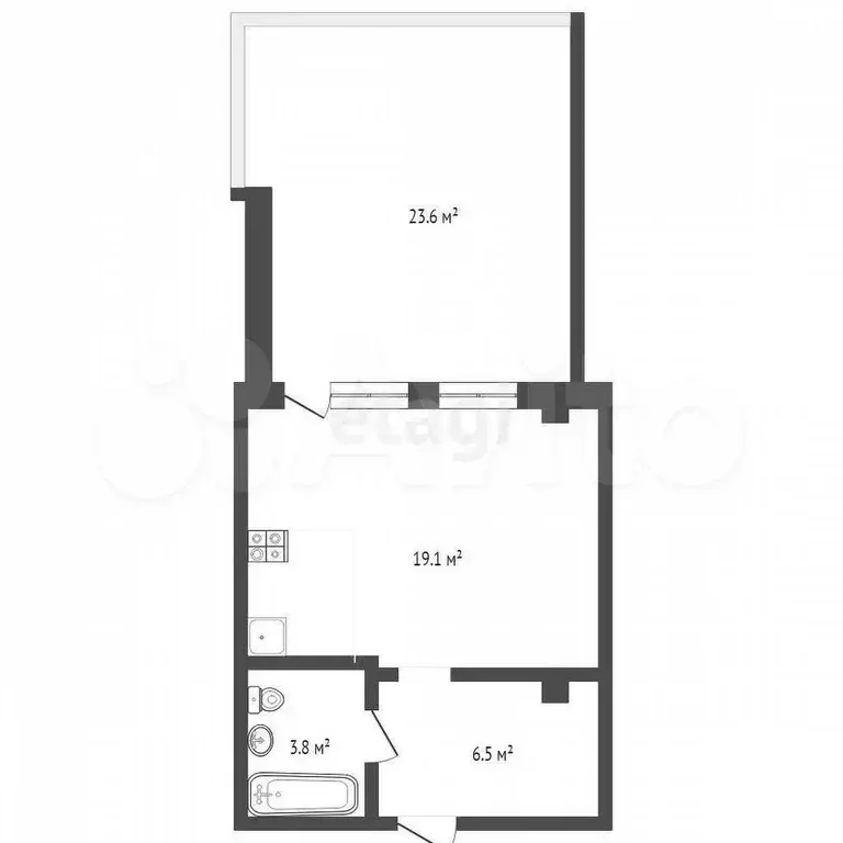 Квартира-студия, 53 м, 3/16 эт. - Фото 0