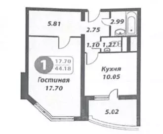 1-к кв. Москва Большая Очаковская ул., 3 (41.4 м) - Фото 2