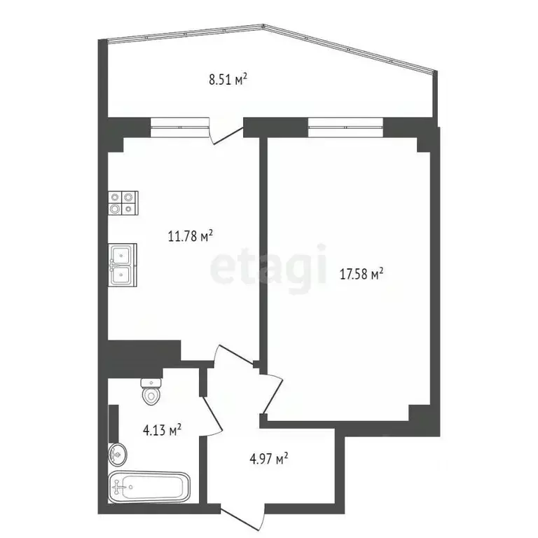 1-к кв. Калининградская область, Калининград ул. Гайдара, 90 (46.97 м) - Фото 1