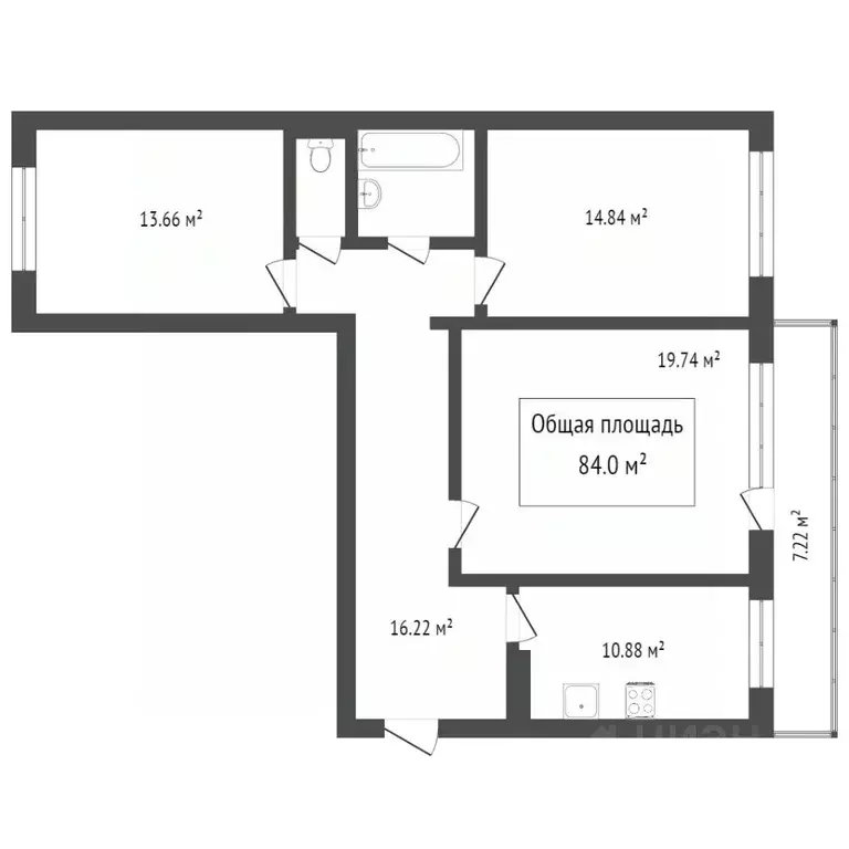 3-к кв. Томская область, Томск ул. Нефтяная, 11 (64.0 м) - Фото 2