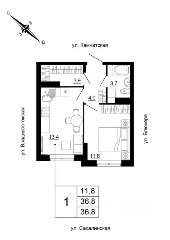 1-к кв. Свердловская область, Екатеринбург ул. Кронштадтская (36.8 м) - Фото 1