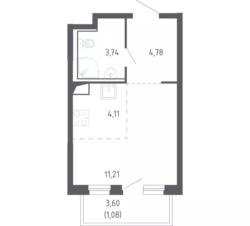 Квартира-студия: Тюмень, улица Юрия Рогачева, 9к2 (24.2 м) - Фото 1