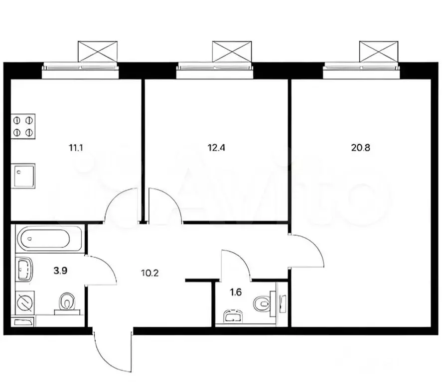 2-к. квартира, 60 м, 9/25 эт. - Фото 0