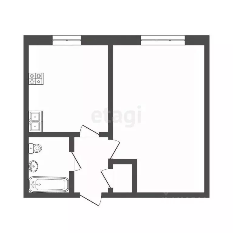 1-к кв. Свердловская область, Туринск Социалистическая ул., 95 (24.8 ... - Фото 1