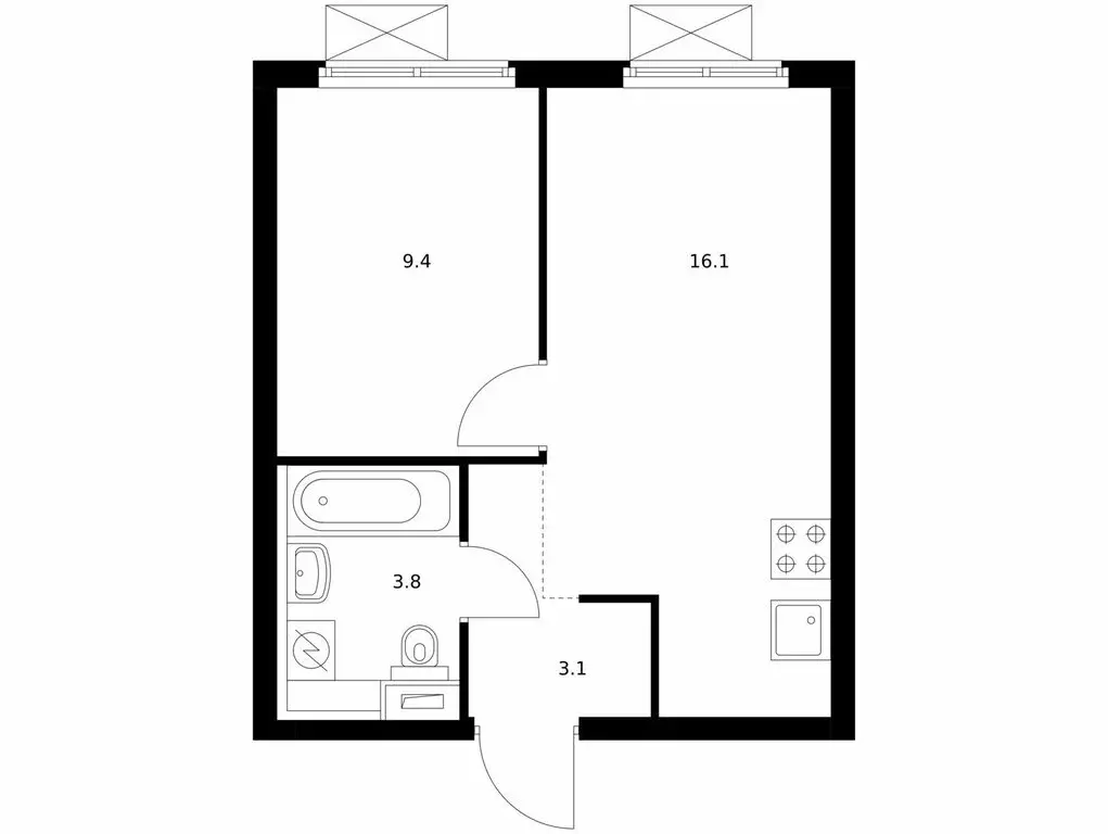 1-комнатная квартира: Котельники, микрорайон Парковый, 2к1 (32.4 м) - Фото 0