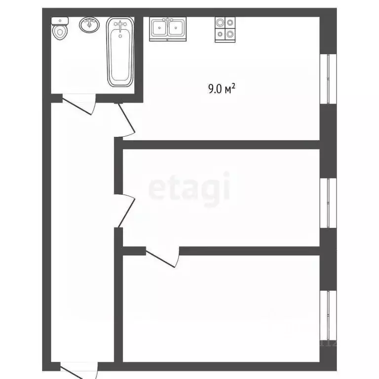 2-к кв. Пермский край, Добрянка ул. Калинина, 39а (42.2 м) - Фото 0